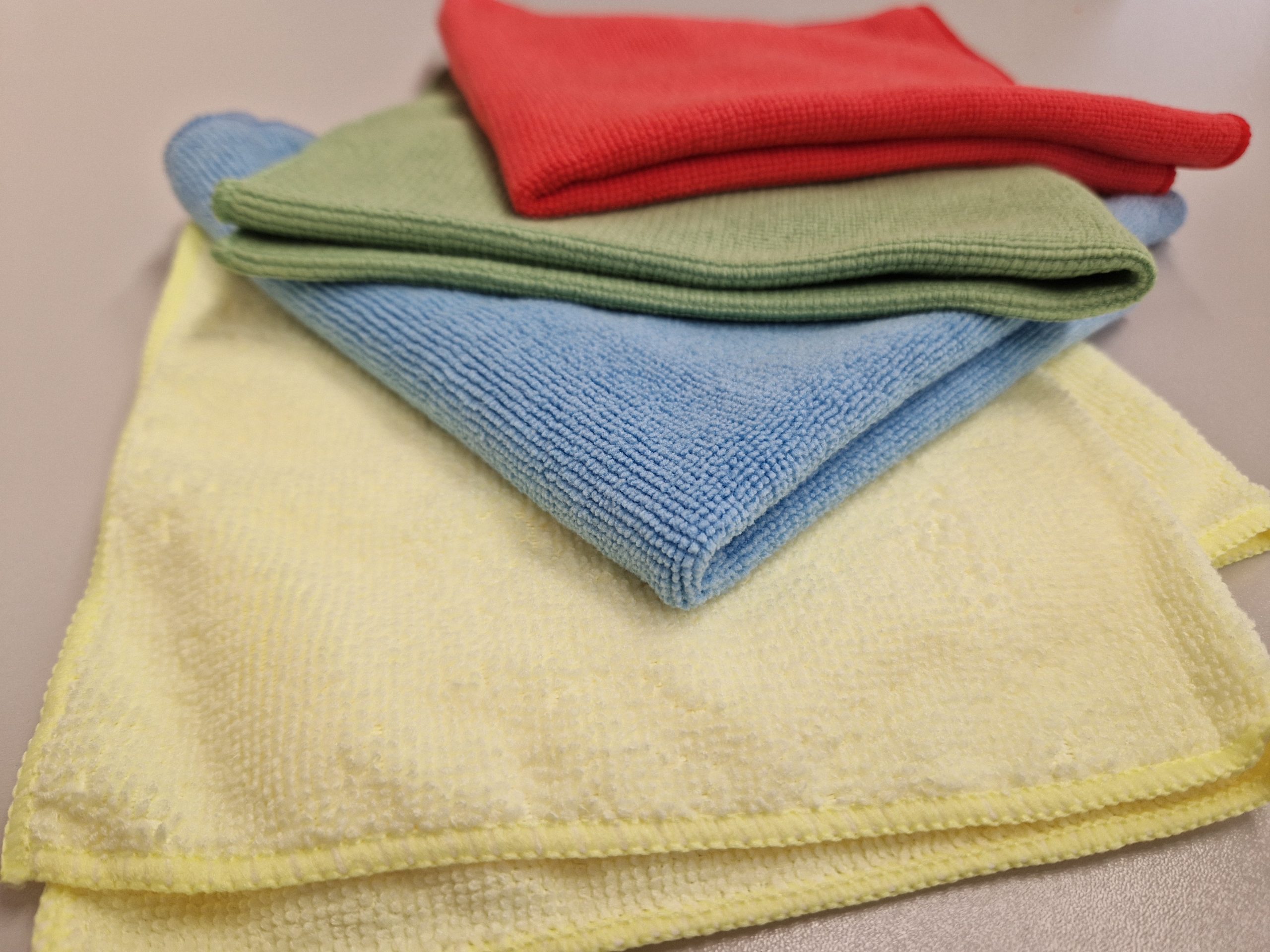Colour coded microfibre cloths for reduced contamination cleaning in Grantham, Lincolnshire